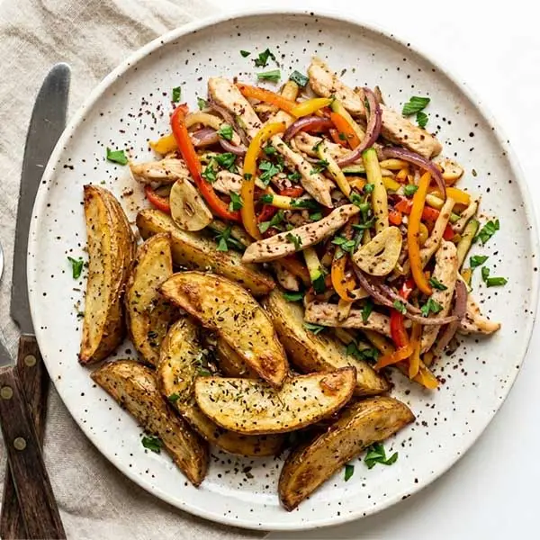 Arabic Style Roast Chicken with Garlic Potato Wedges